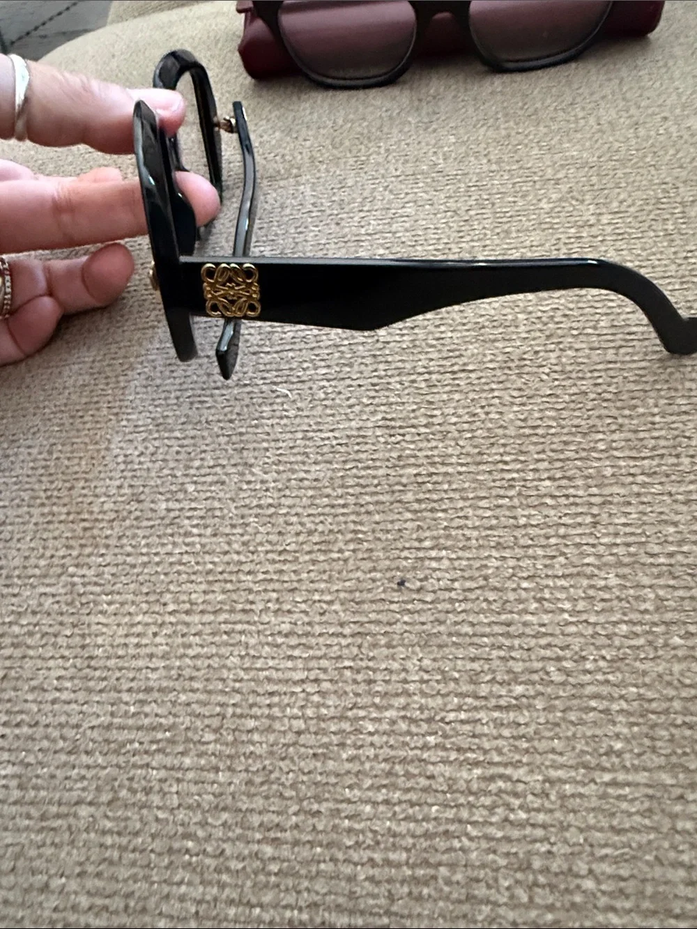 Loewe Black Oversized Square Women's Glasses with Gold Accents